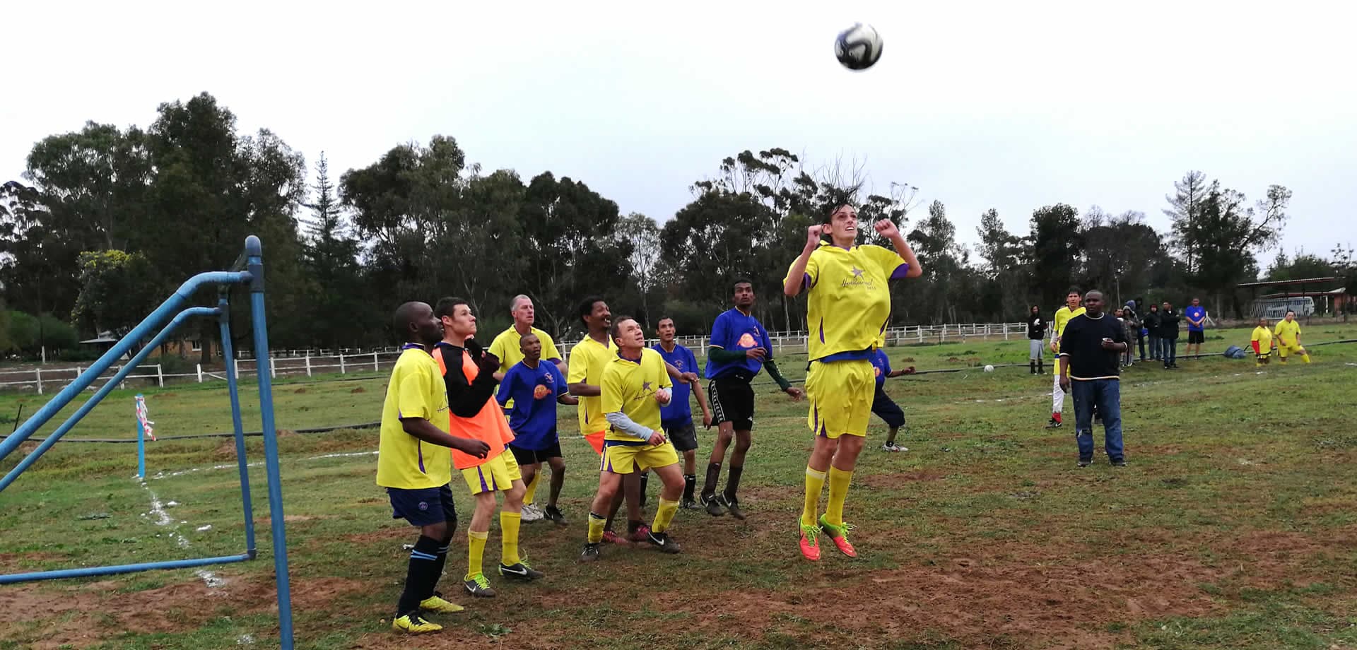 playing soccer
